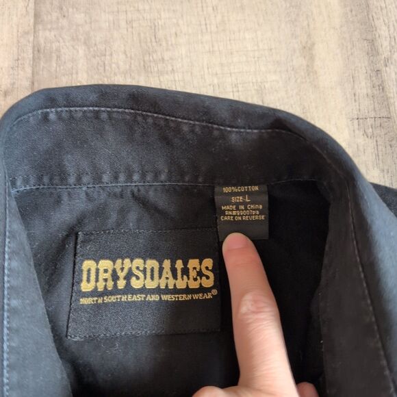 Vintage Drysdales Black Pearl Snap Button Down Shirt L Pockets New Old West - Picture 3 of 6